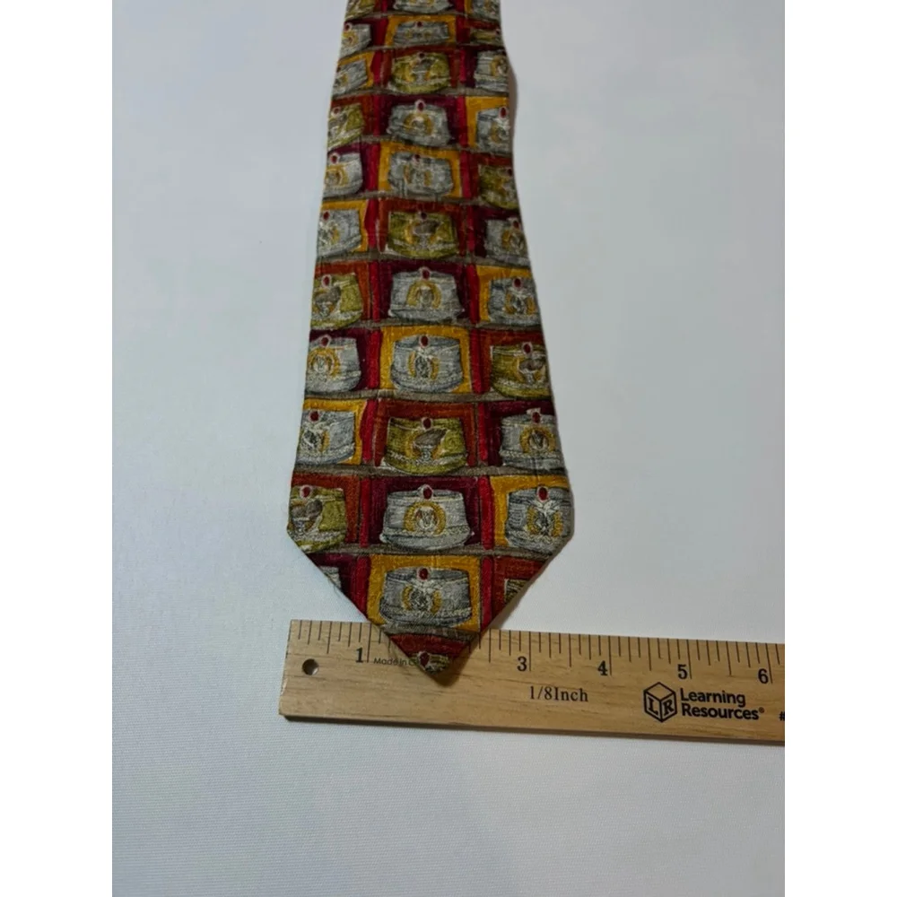 Ermenegildo Zegna Silk Tie Italy Multicolor Medallion Print Luxury Designer